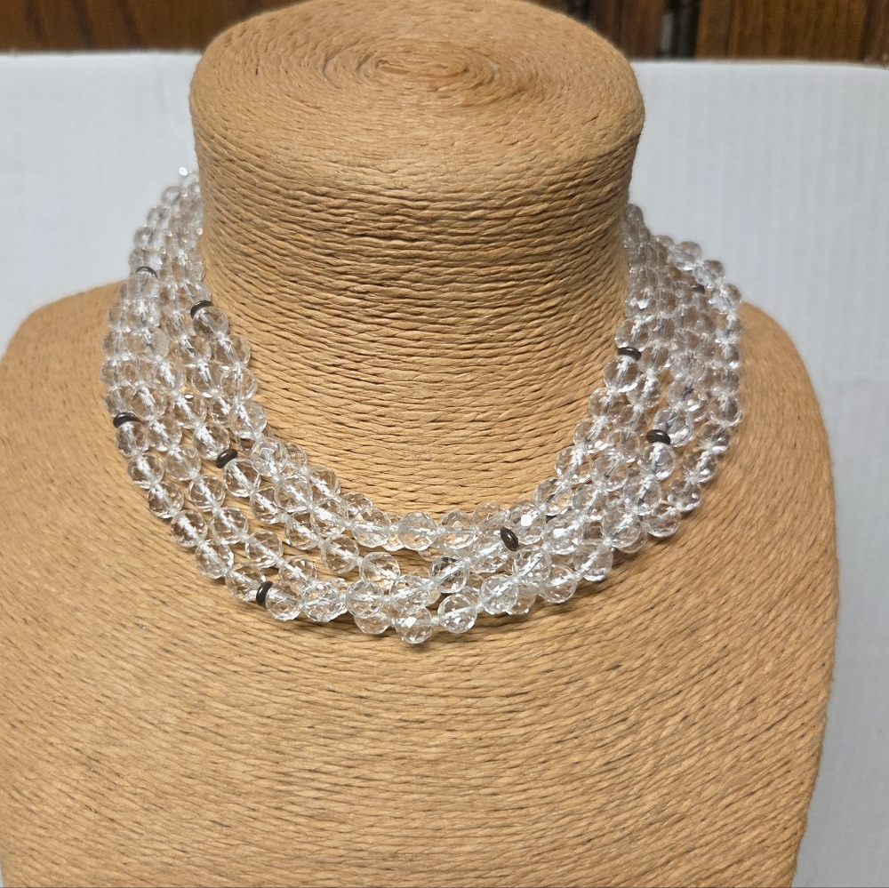 Luc (Lucas Lameth) 925 Sterling 5-Strand Faceted Crystal Collar Necklace